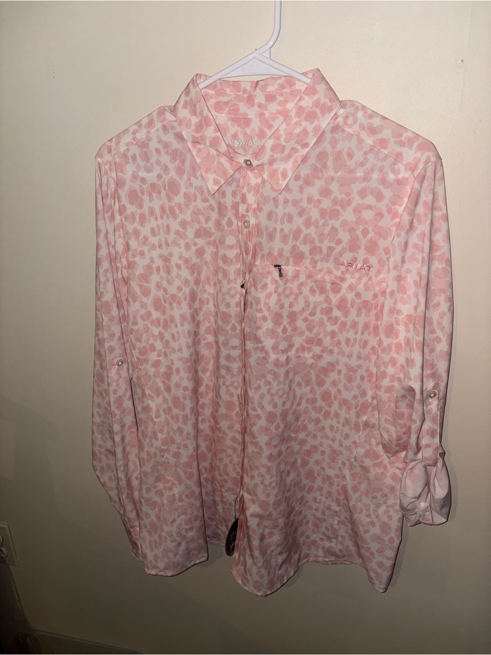 Ariat Light Pink Leopard Print Button-Down Shirt